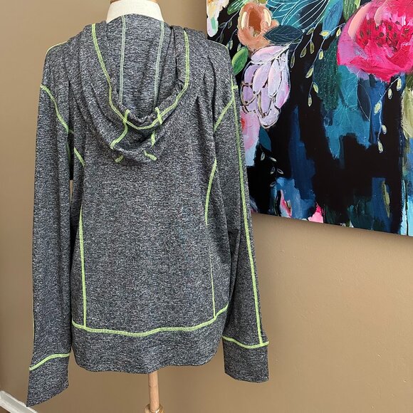 JGX Performance Gray Zip-Up Hoodie with Neon Green Stitching Women's Size 2X - Picture 2 of 9